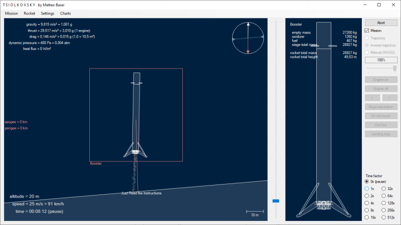 Il booster del Falcon 9 mentre atterra sulla drone ship Just Read the Instructions.