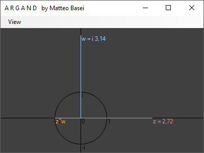 L'identità di Eulero visualizzata nel programma.