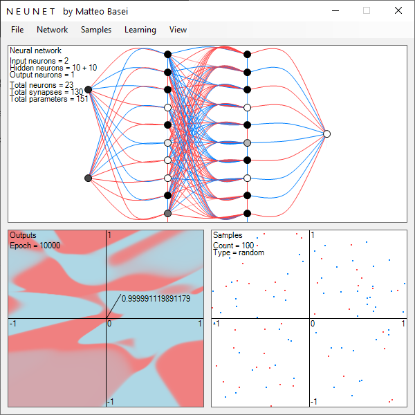 Una rete con 2 hidden layer ciascuno con 10 neuroni, istruita con input randomici, riesce già ad approssimare funzioni molto complesse.