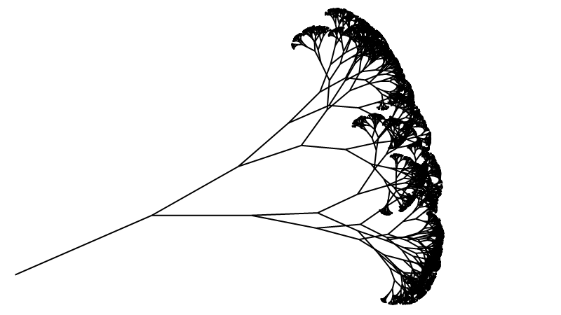 Albero frattale generato utilizzando numeri pseudo casuali.